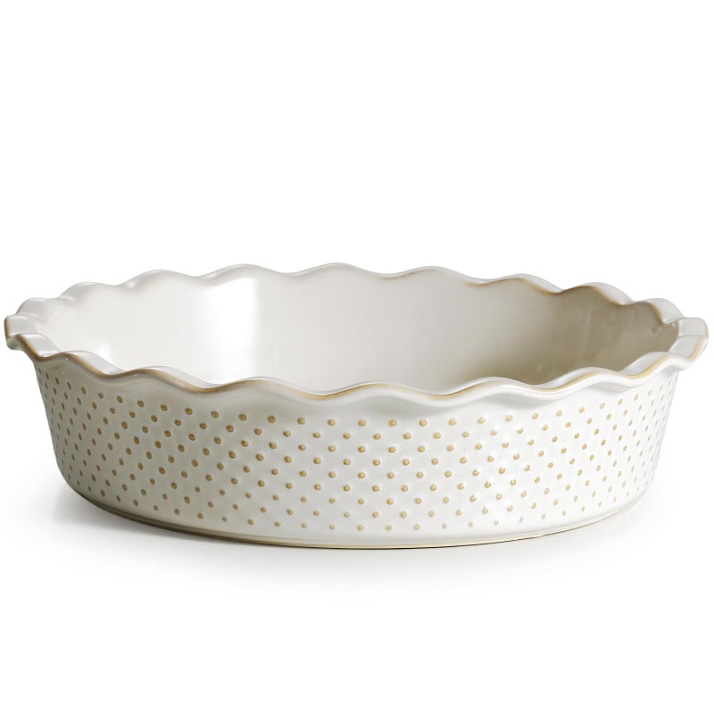 getstar Ceramic Deep Pie Pan 9 inch Pie Dish for Baking NonStick Oven Dishwasher Safe Farmhouse Decor Quiche Baking Dish Pie Plate Deep Dish Pie Pan