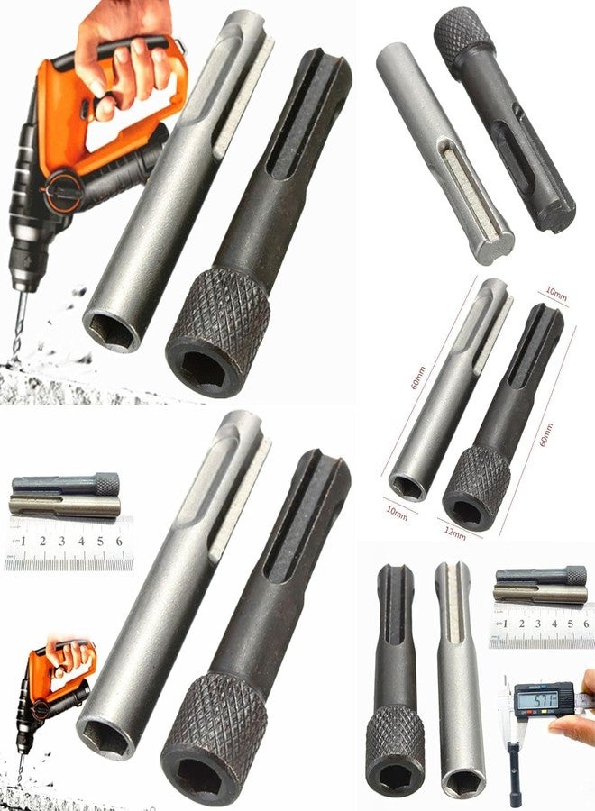 A AND S TOOLS 2pcs SDS Plus to 1/4" Inch Hex Socket Nut Impact Driver Adaptor Set Impact Driver Socket Adapter - Image 2