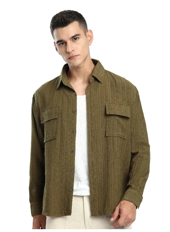 بيونغ قميص مخطط بني خشبي