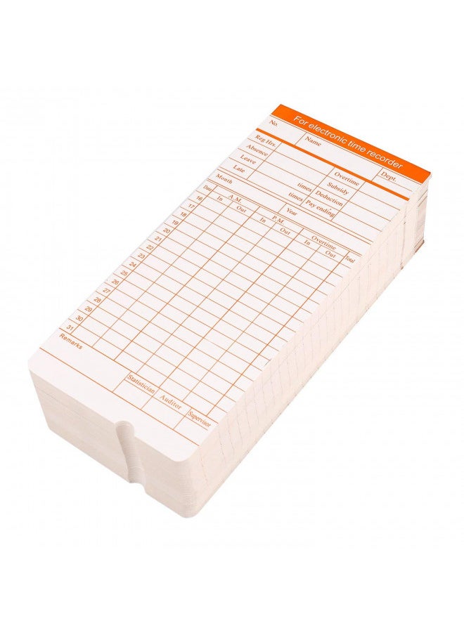 Flexzion Time Cards, Monthly Timesheet, Clock Timecard - 100 Pack, 6 Column 2-Sided Orange/Blue, Card for Time Punch Clock, Employee Attendance, Payroll Recorder, Small Business