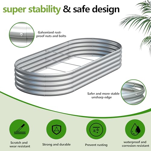 Easllre 2PCS 8x4x1ft Galvanized Metal Raised Garden Bed Kit,Outdoor Planter Box Vegetables,Flowers,Herbs Durable Rust-Resistant Patio Gardening Beds - Image 4