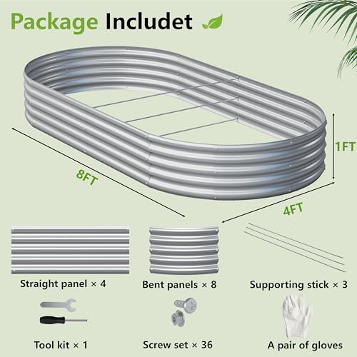 Easllre 2PCS 8x4x1ft Galvanized Metal Raised Garden Bed Kit,Outdoor Planter Box Vegetables,Flowers,Herbs Durable Rust-Resistant Patio Gardening Beds - Image 2