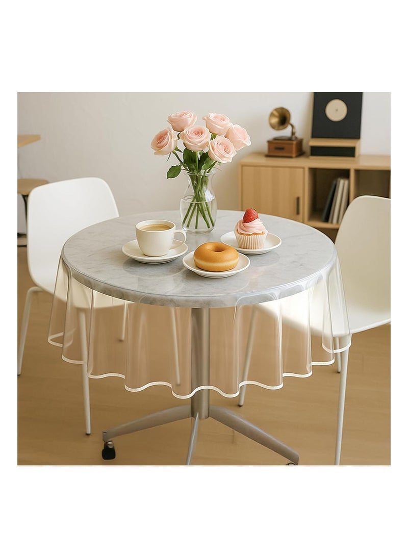 EZdenK 70in Clear Round Plastic Tablecloth Protector Waterproof Oil-Proof PVC Table Cloth Stain-Resistant Wipeable Table Cover for Round Table（178cmRound） - Image 5