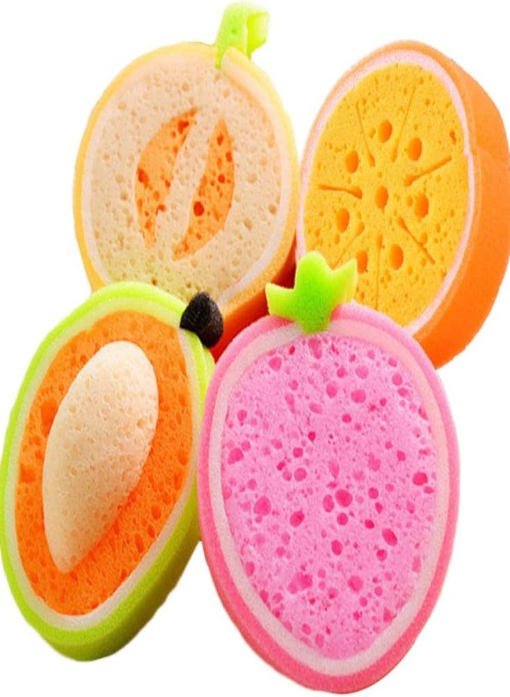 إسكدنيا 4 قطع من إسفنج الاستحمام للأطفال بشكل فواكه