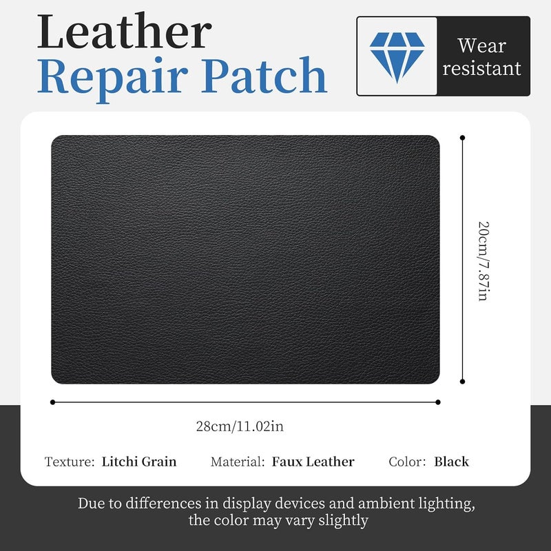 Fadoub Leather Repair Patch Tape Self-Adhesive, 8x11In Heavy Duty Vinyl Patch, Leather Repair Kit for Furniture, Sofa, Couch, Office Chair, Car Seat, Car Interior(Black) - Image 2