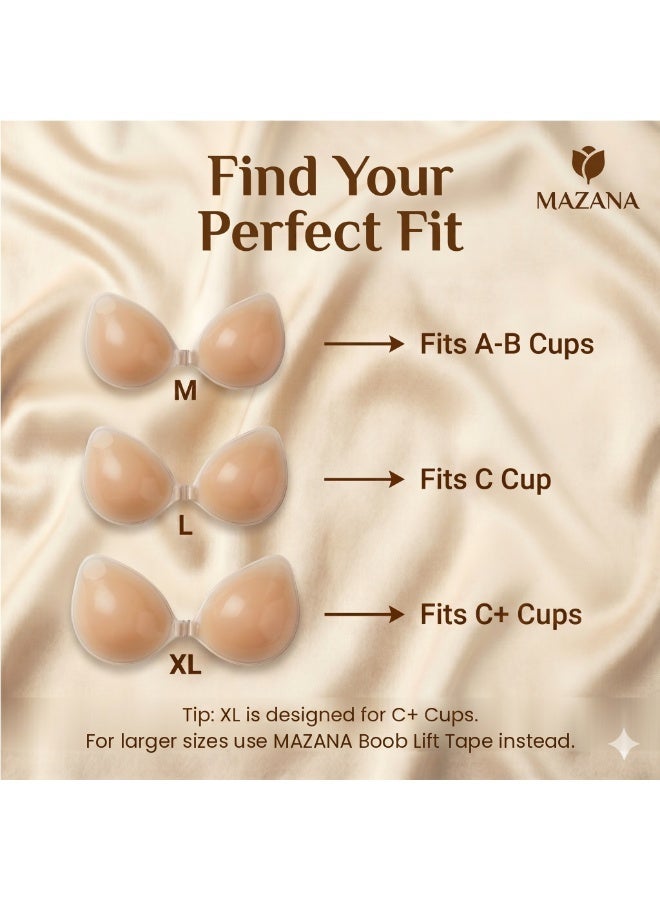 MAZANA Silicone Strapless Backless Bra for Women, Nude – Reusable Adhesive Stick-On Bra for Backless Dresses & Strapless Outfits - Image 4