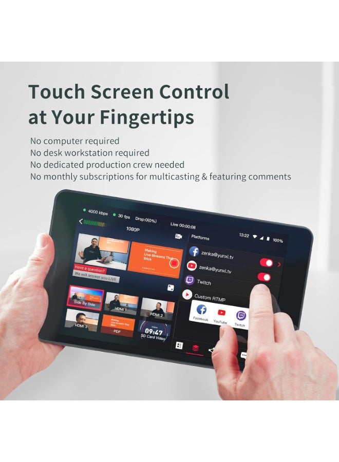 يولوليف يولوبوكس برو استوديو بث مباشر محمول متعدد الكاميرات مع شاشة لمس لتبديل الفيديو وتسجيله وبثه لليوتيوب فيسبوك تويتش للفعاليات المؤتمرات حفلات الزفاف الكنائس - Image 4