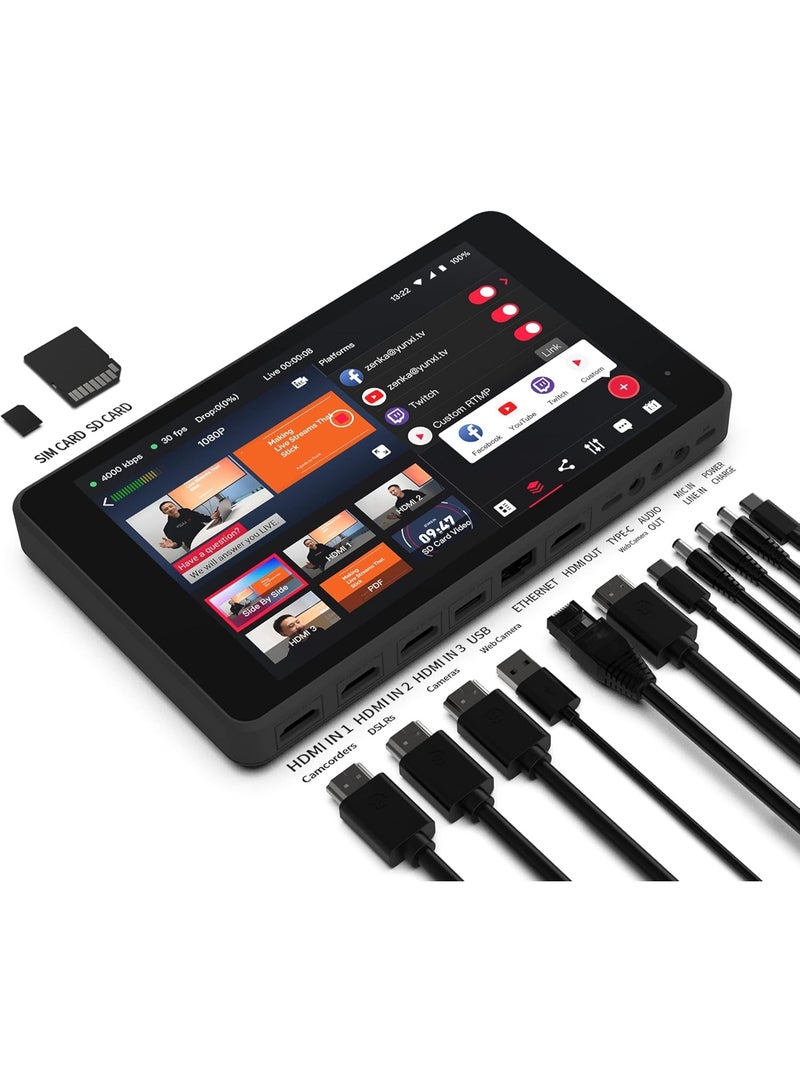يولوليف يولوبوكس برو استوديو بث مباشر محمول متعدد الكاميرات مع شاشة لمس لتبديل الفيديو وتسجيله وبثه لليوتيوب فيسبوك تويتش للفعاليات المؤتمرات حفلات الزفاف الكنائس - Image 1