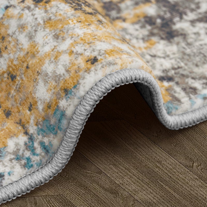 Gent drizz Area Rugs 8x10 Living Room: Large Soft Washable Rug Modern Abstract Anti-Skid Non-Shedding Carpet Indoor Floor Thin Carpets for Bedroom Dining Room Farmhouse Nursery Home Office Multi - Image 5