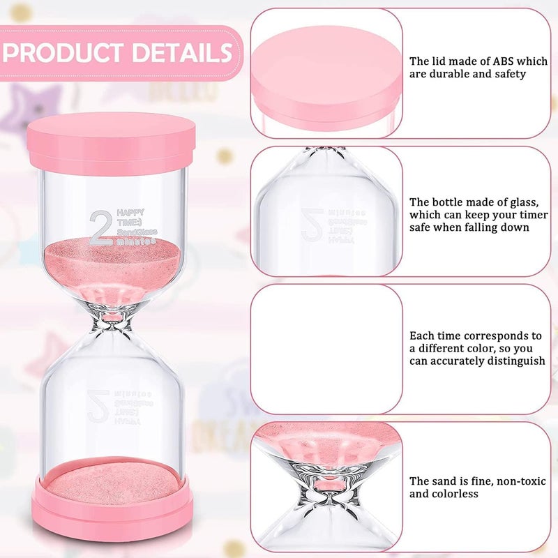 ChicAbode 4 Pcs Sand Timer, Small Hourglass Timer, Visual Timer for Kids, 5mins, 10mins, 15mins, 30mins Sand Clock Timer, for Game, Home, Cooking, Kitchen, Toothbrush, Classroom, Office Decoration - Image 3