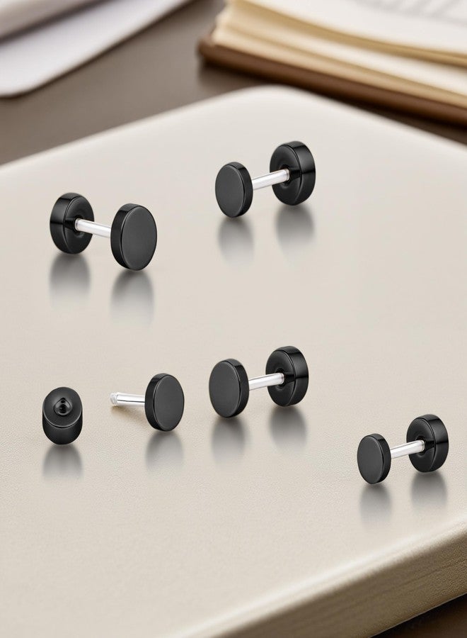 limerencia G23 Hypoallergenic Titanium Screw on Back Flat Back Dot Stud Earrings, 3mm/4mm/5mm Simple Classic Cartilage Non-Nickel Stud Earrings for Women Men(5mm,Black) - Image 4