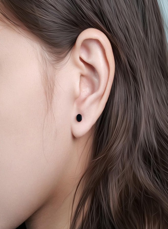 limerencia G23 Hypoallergenic Titanium Screw on Back Flat Back Dot Stud Earrings, 3mm/4mm/5mm Simple Classic Cartilage Non-Nickel Stud Earrings for Women Men(5mm,Black) - Image 2