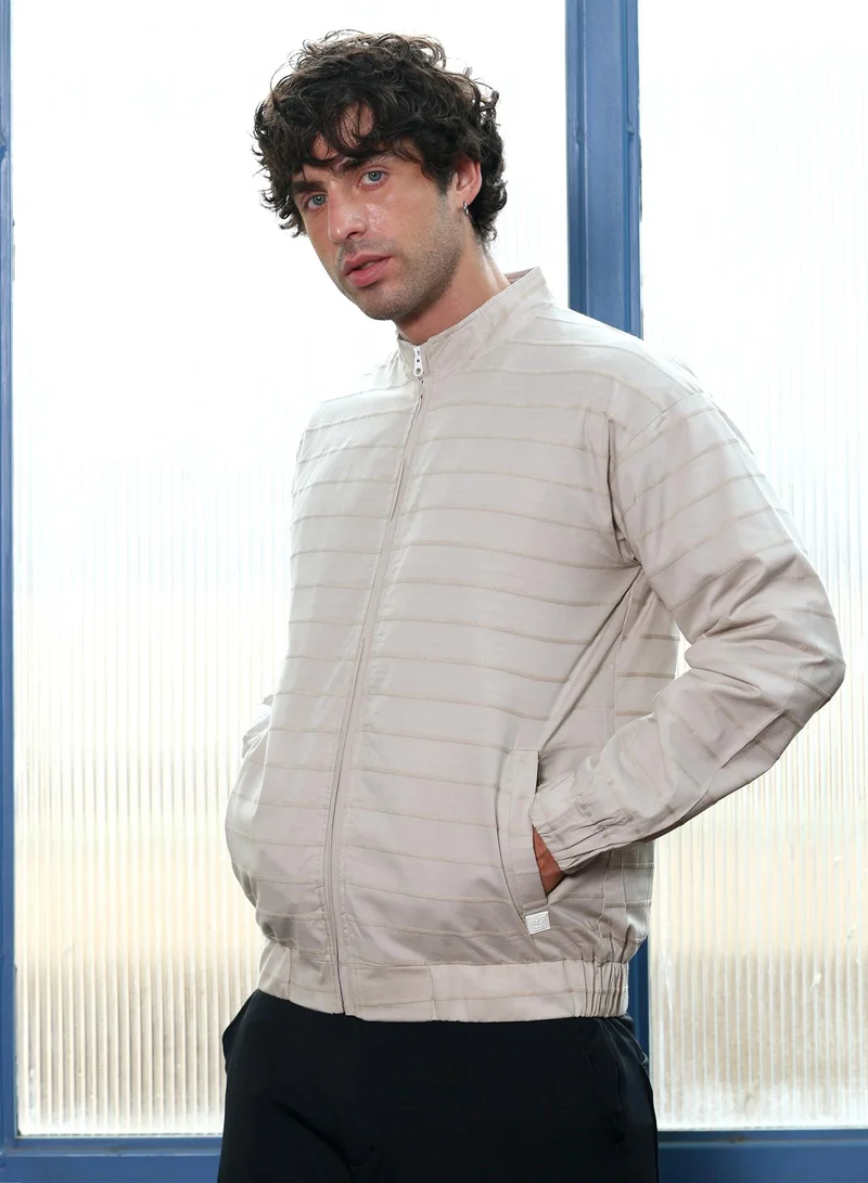 CAHOOT  Men's Cloud Grey Pinline-Jacquard Bomber Jacket for Men | Best Price UAE