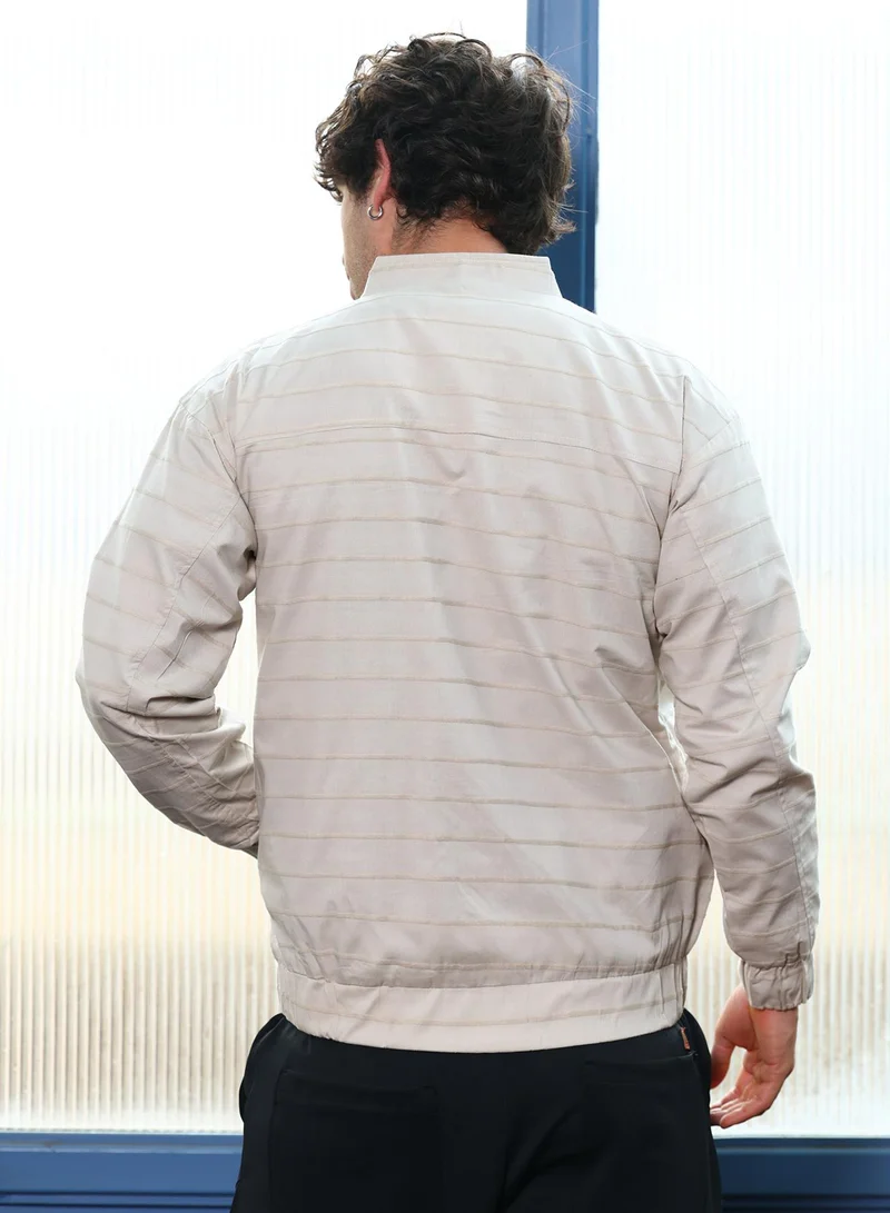 CAHOOT  Men's Cloud Grey Pinline-Jacquard Bomber Jacket for Men | Best Price UAE