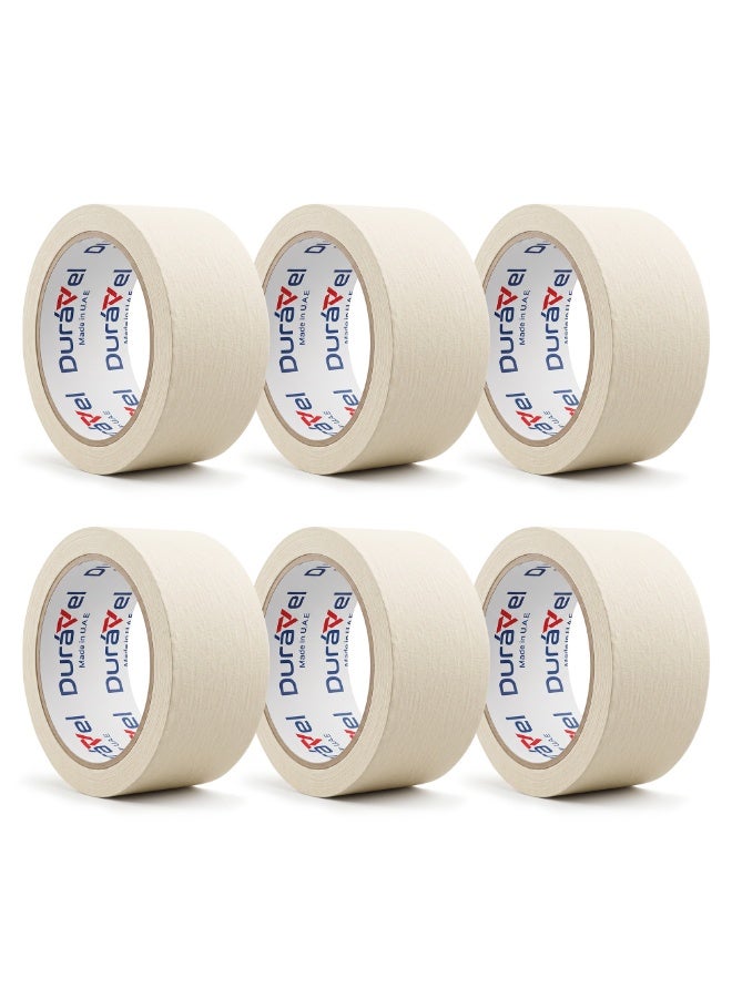 Duravel Pack Of 6 Premium Masking Tape 2Inch X 27Yards General Purpose Paper Tape For Painting, Marking, Gardening, Packaging, Artworks, Schools, Office - Image 1