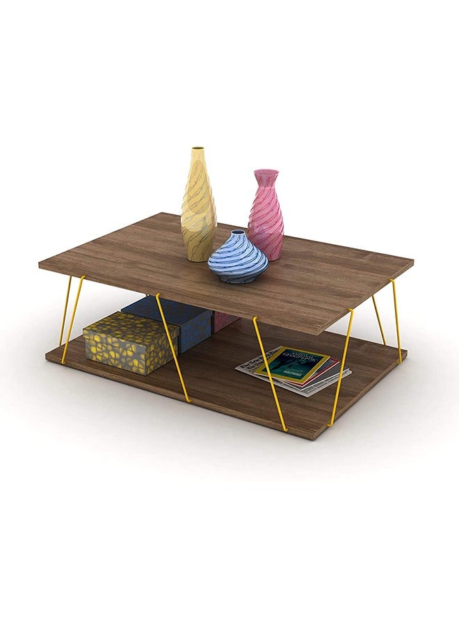 Home Canvas طاولة قهوة حديثة من قماش المنزل مصنوعة في تركيا تارس لغرفة المعيشة، سهلة التجميع - جوزي وأصفر - Image 1