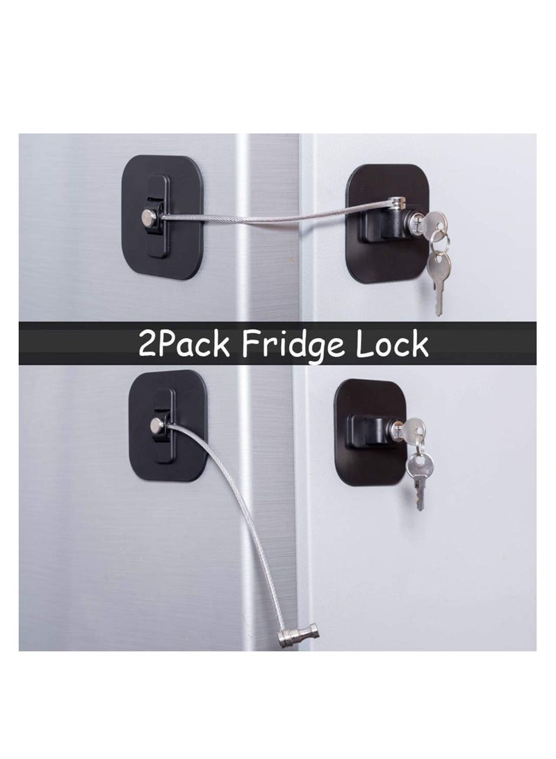 2 Pcs Fridge Lock Baby Safety Door Refrigerator Freezer with Strong Adhesive and 4 Keys for Children Adult - Image 3