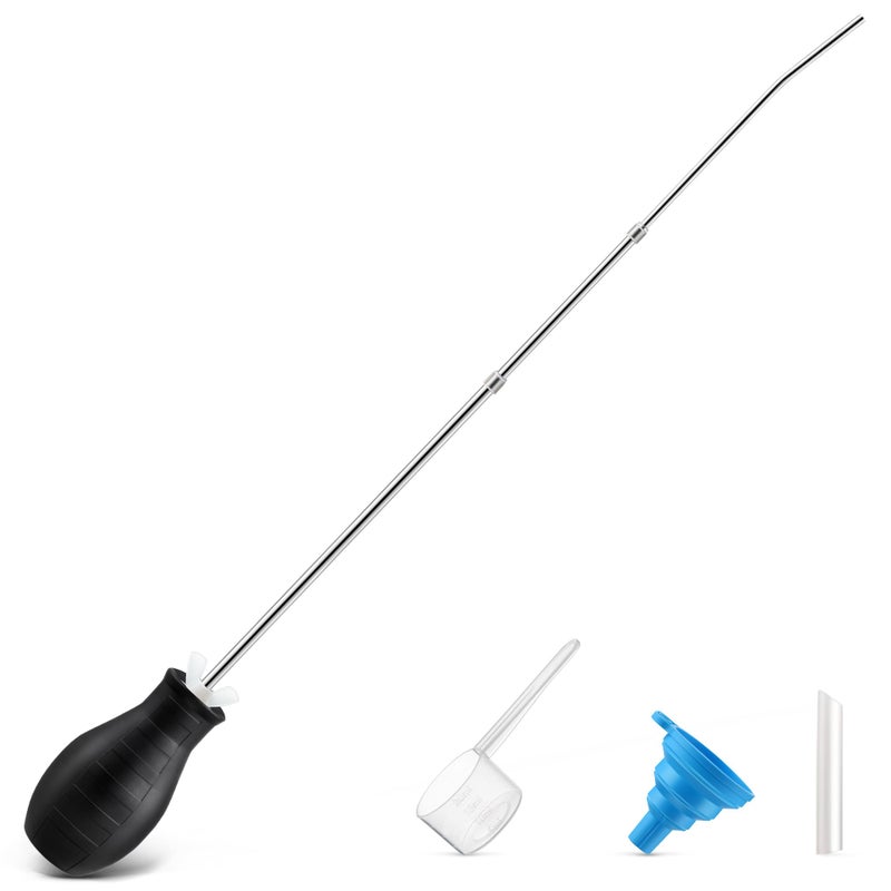 Qualirey Diatomaceous Earth Powder Duster, Longer 9" to 22" Retractable Garden Powder Applicator Dispenser, 8 oz Bulb Duster Sprayer Insect for Home Organic Gardening Agricultural Supply(Black,1 Pcs) - Image 1