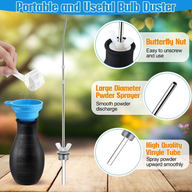 Qualirey Diatomaceous Earth Powder Duster, Longer 9" to 22" Retractable Garden Powder Applicator Dispenser, 8 oz Bulb Duster Sprayer Insect for Home Organic Gardening Agricultural Supply(Black,1 Pcs) - Image 3