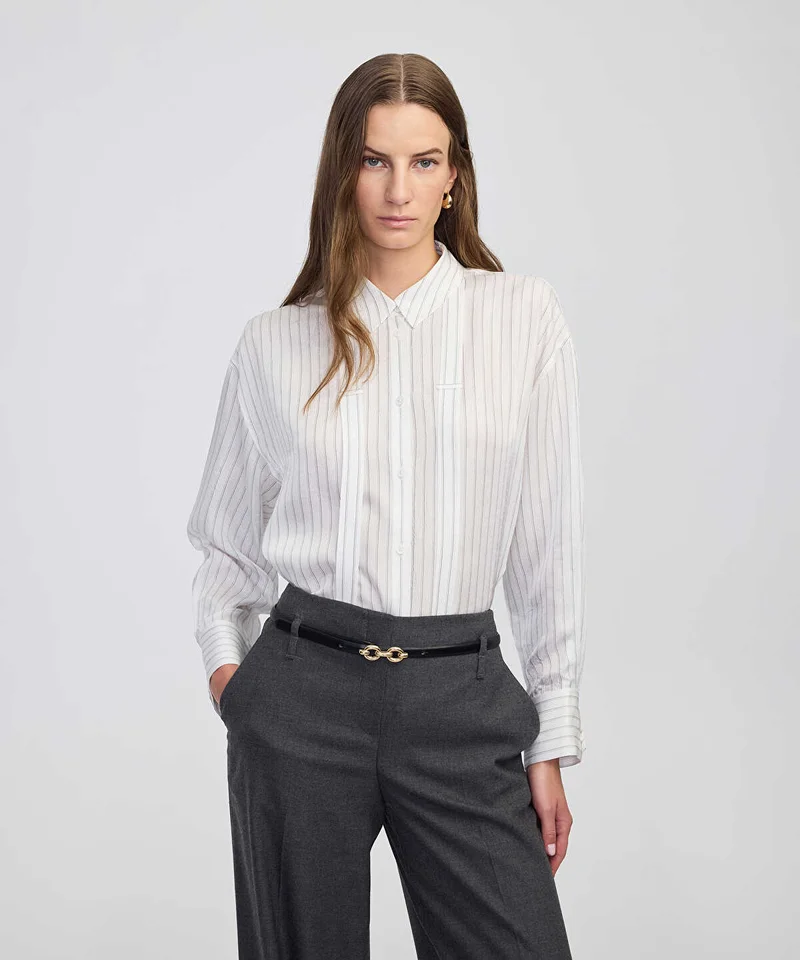 ايبيكيول Striped Shirt with Tie-Scarf