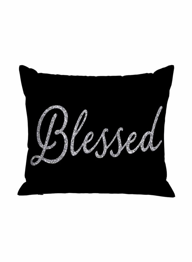 Mugod Throw Pillow Case White Highlights Blessed on Black Ground,Waist Lumbar Cushion Cover Sofa Home Decorative Rectangle Oblong 20x30 Inches - Image 1