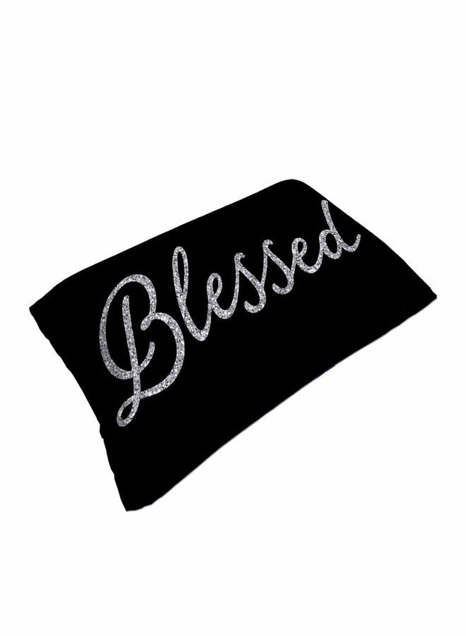 Mugod Throw Pillow Case White Highlights Blessed on Black Ground,Waist Lumbar Cushion Cover Sofa Home Decorative Rectangle Oblong 20x30 Inches - Image 3