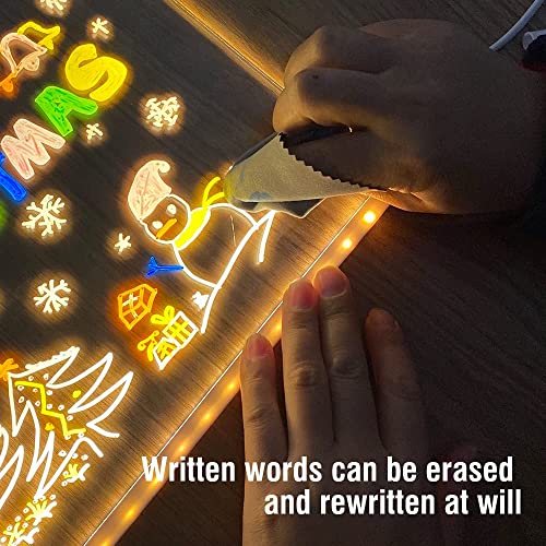 BAREPEPE 3D Acrylic Writing Board with Pens Glowing Led Message Board Rewritable Light Noteboard with Adjustable Stand and 14 Pens - 15x15 cm - Image 3