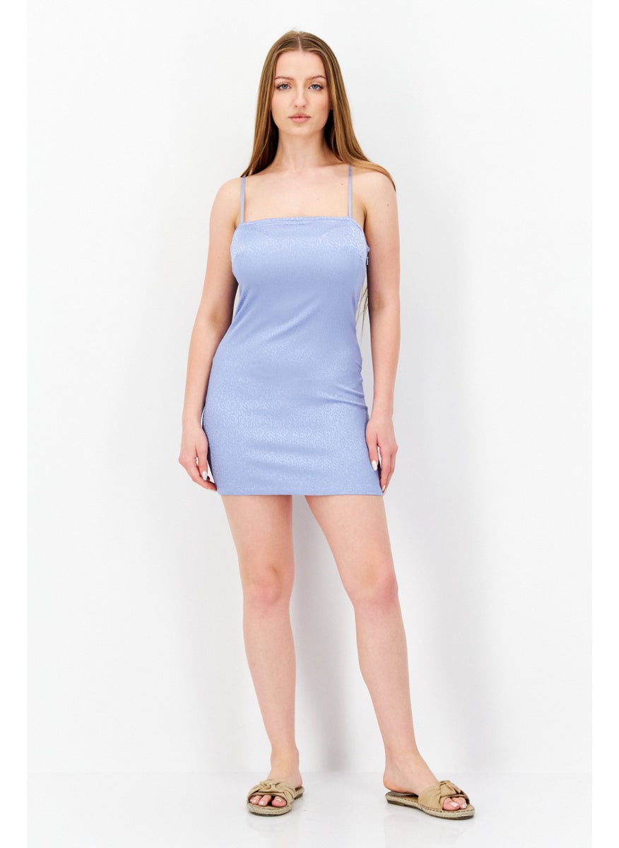 rvca Women Allover Mini Casual Dress, Blue  - Image 4