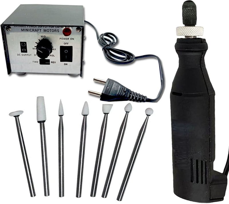 DIY Crafts Random 5 Type, Stones Burrs, Tools Minicraft Machine/Mini Drill Machine With 12V Speed And Direction Control Stabilizer Elimeter Box Adjustable Sp (Random 5 Type, Stones Burrs) - Image 1