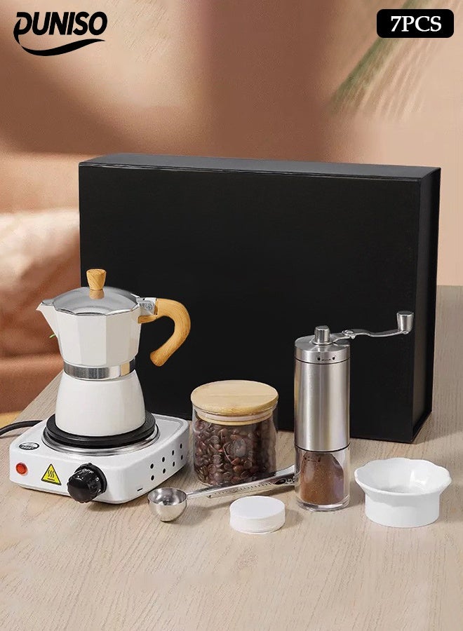DUNISO Coffee Pot Set, High-End Hand-Brew Coffee Set, Essential Coffee Gifts For Home And Travel, Steam Stove Mocha Coffee Pot  - Image 1