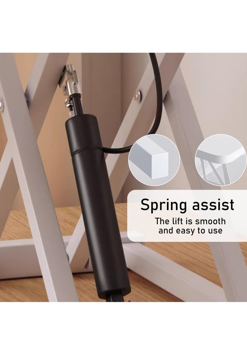 FlashHawk - Standing Desk Converter 32 inch, Height Adjustable Sit Stand Desk Riser, Quick Sit to Stand Tabletop Dual Monitor and Laptop Riser Workstation for Home Office with Keyboard Tray, White - Image 1