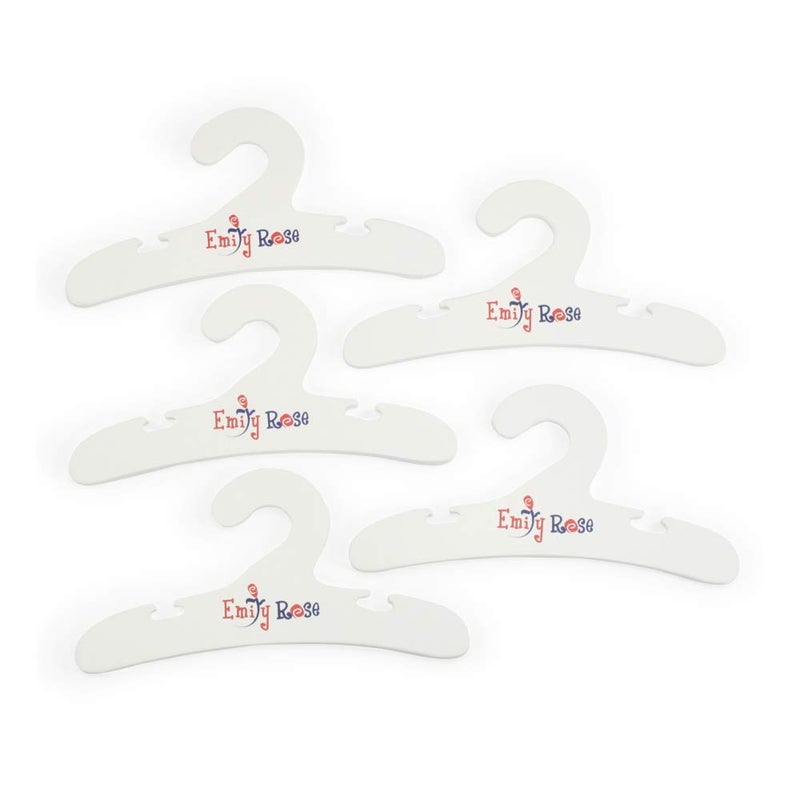 Emily Rose 18-inch Doll - Value 5 Pack Painted White Wooden 18" Doll Clothes Hangers for Closets Armoires Wardrobes Furniture | Accessories Made for 16" - 18" Doll Clothes - Image 4