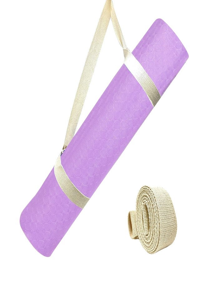 Strauss TPE Yoga Mat | Exercise Mat For Home Workout, Gym and Yoga Sessions | Anti Slip Gym Mat | Workout Mat For Men, Women and Kids | Yoga Mat With Carry Strap | Thickness: 4MM,(Purple) - Image 1