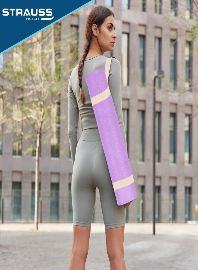 Strauss TPE Yoga Mat | Exercise Mat For Home Workout, Gym and Yoga Sessions | Anti Slip Gym Mat | Workout Mat For Men, Women and Kids | Yoga Mat With Carry Strap | Thickness: 4MM,(Purple) - Image 5
