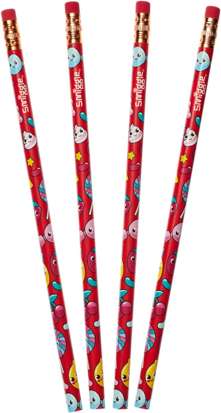 Smiggle Pencils x 4 Pack Scented HB Wooden With Eraser Top (Party Mix) - Image 2