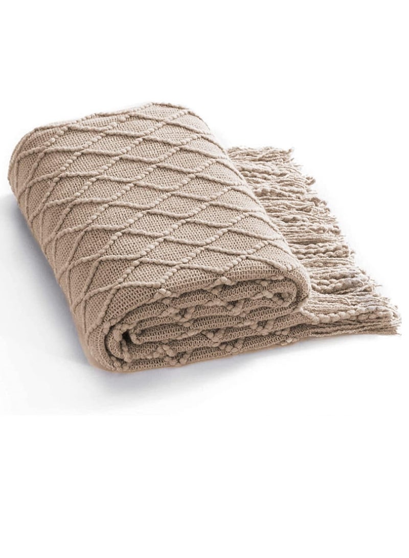 Dubkart Diamond Textured Knitted Solid Keep Warm Blanket - Image 5
