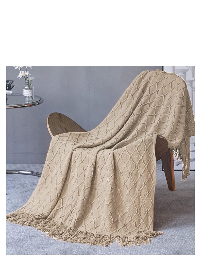 Dubkart Diamond Textured Knitted Solid Keep Warm Blanket - Image 3