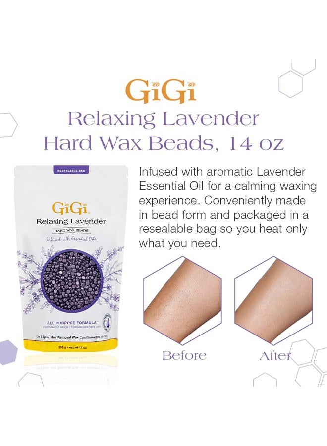 GiGi Hard Wax Beads for Hair Removal (410ml, Relaxing Lavender) - Image 2