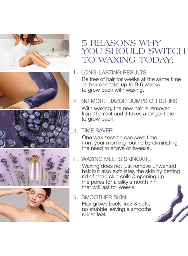 GiGi Hard Wax Beads for Hair Removal (410ml, Relaxing Lavender) - Image 5