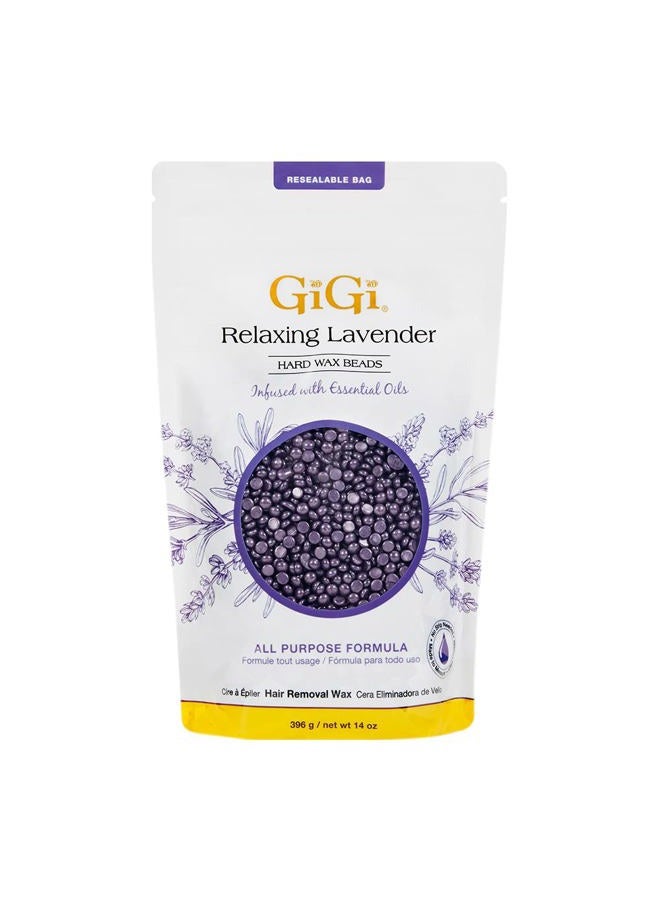 GiGi Hard Wax Beads for Hair Removal (410ml, Relaxing Lavender) - Image 1