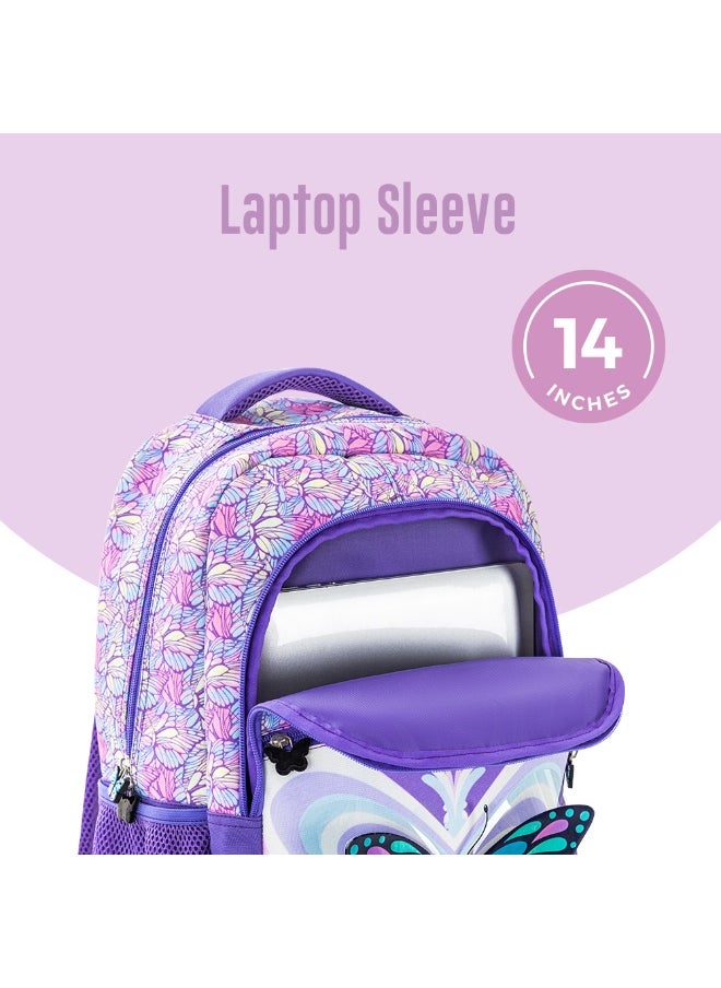 Eazy Kids Eazy Kids 18" Set of 3 Backpack w/ Lunch Bag and Pencil Case - 3D Butterfly Purple  - Image 4