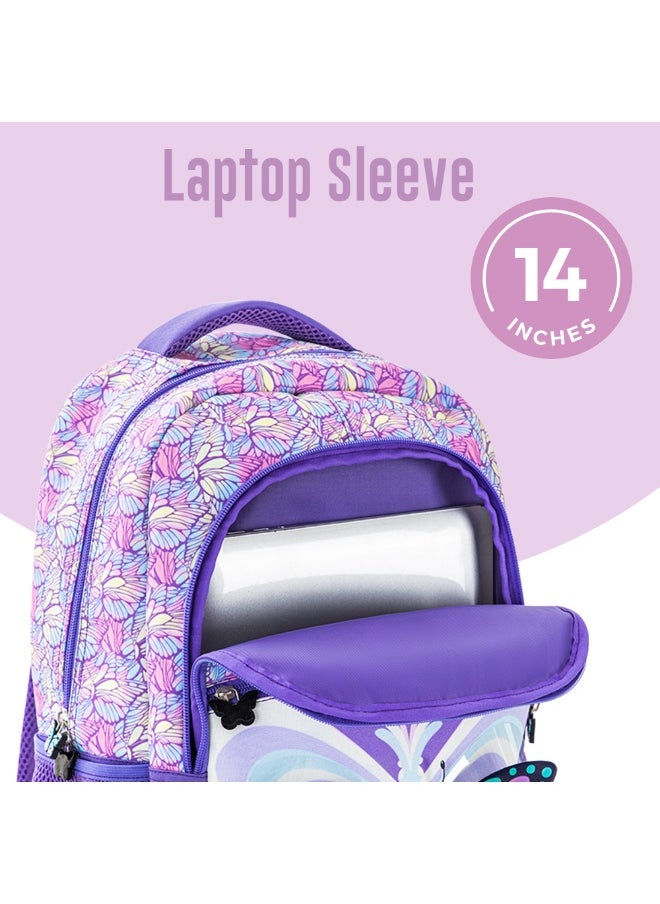 Eazy Kids Eazy Kids 18" Set of 3 Backpack w/ Lunch Bag and Pencil Case - 3D Butterfly Purple  - Image 4