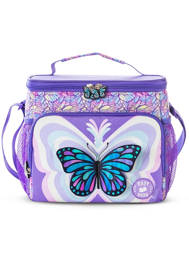 Eazy Kids Eazy Kids 18" Set of 3 Backpack w/ Lunch Bag and Pencil Case - 3D Butterfly Purple  - Image 5