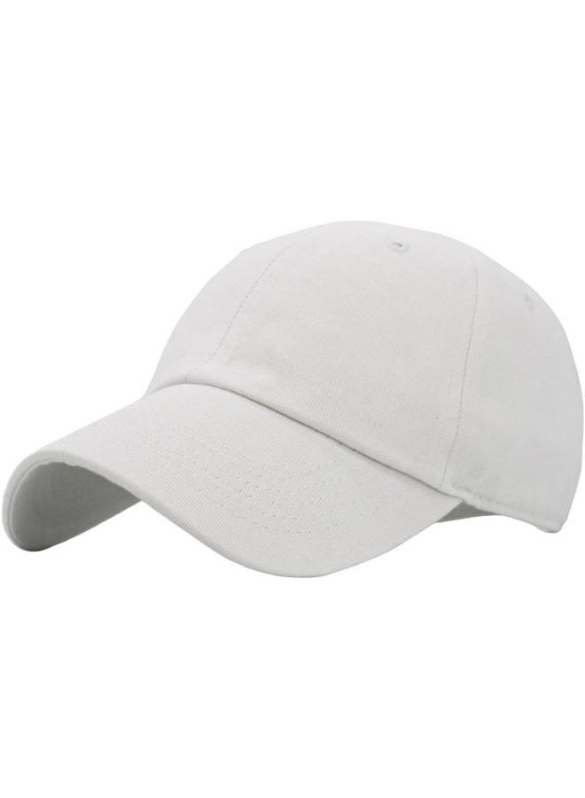 KBETHOS KB-LOW WHT Classic Cotton Dad Hat Adjustable Plain Cap. Polo Style Low Profile (Unstructured) (Classic) White Adjustable - Image 1