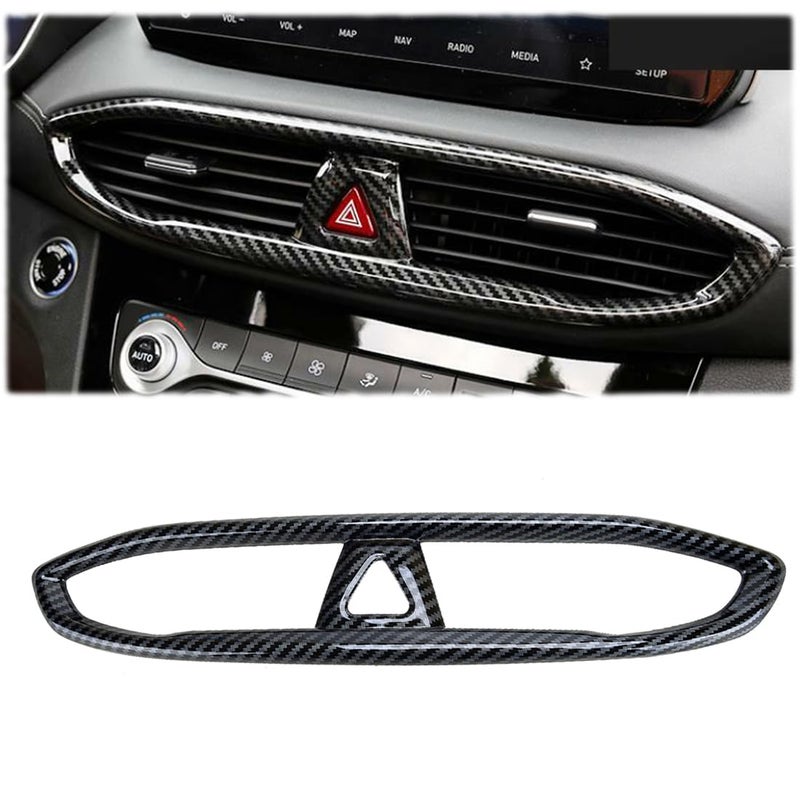 MUXEE لهيونداي سانتا في 2019 2020 2021 2022 2023 إطار تزيين فتحة تكييف الهواء من ألياف الكربون ABS ملحقات داخلية رياضية