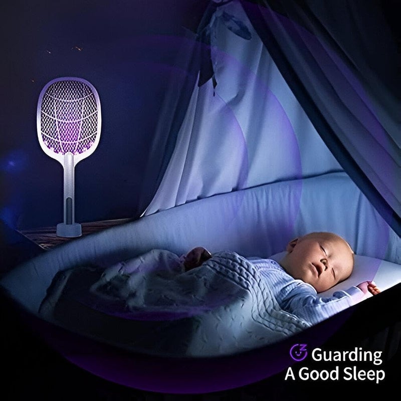 Electric Fly Swatter - Multifunctional 2 in 1 Mosquito Killer Lamp Efficient Mesh 4000V Rechargeable Bug Swatter for Home Camping Indoor Pest Control Double Safety Mesh Light - Image 4