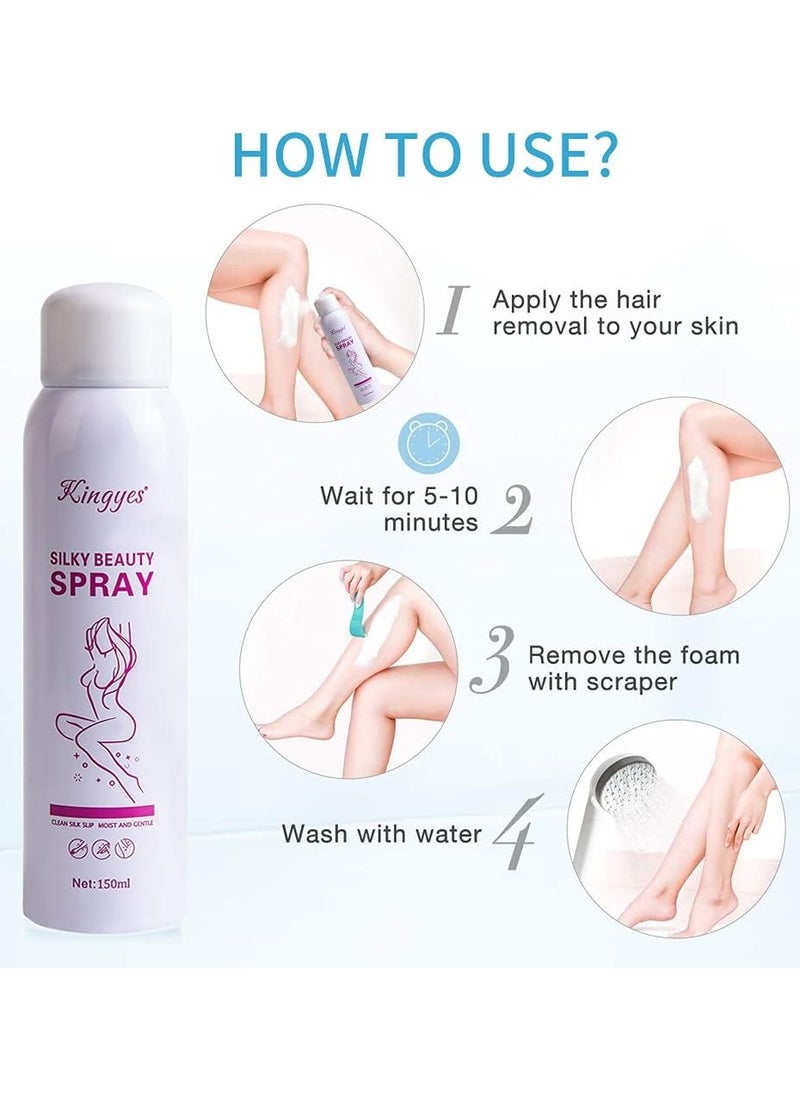 KINGYES - Silky Beauty Spray 150ml, Fast and Painless Hair Removal Foam for Legs, Arms, Chest and Back Skin Care for Men and Women - Image 1