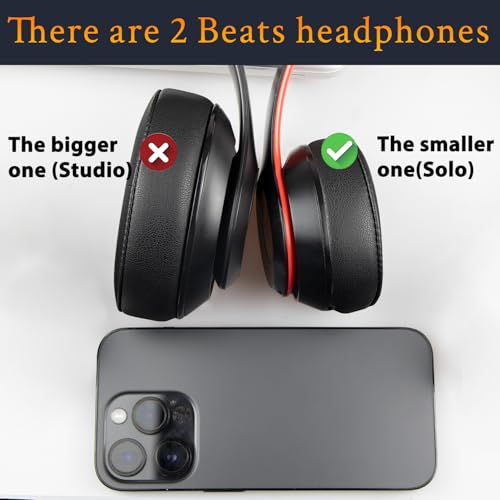 SoloWIT Earpads Cushions Replacement for Beats Solo 2 & Solo 3 Wireless On-Ear Headphones, Solo2 Solo3 Ear Pads with Soft Protein Leather, Added Thickness - Black - Image 3