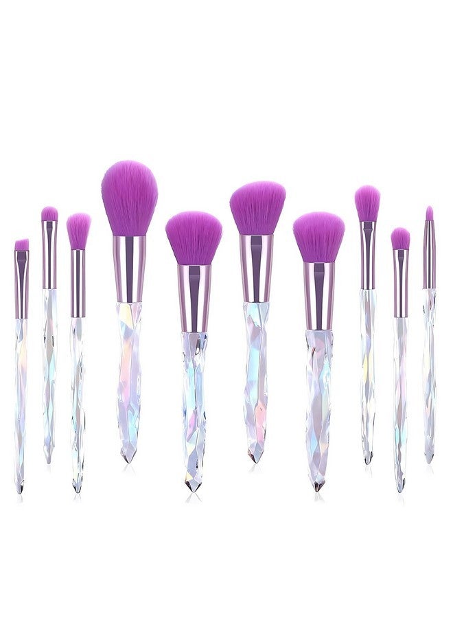 Kingtree Makeup Brush Set, 10Pcs Crystal Makeup Brushes Premium Synthetic Foundation Powder Concealer Eye Shadow Blush Makeup Brushes Set, Professional Make Up Brush Kit For Girls Ladies - Image 1