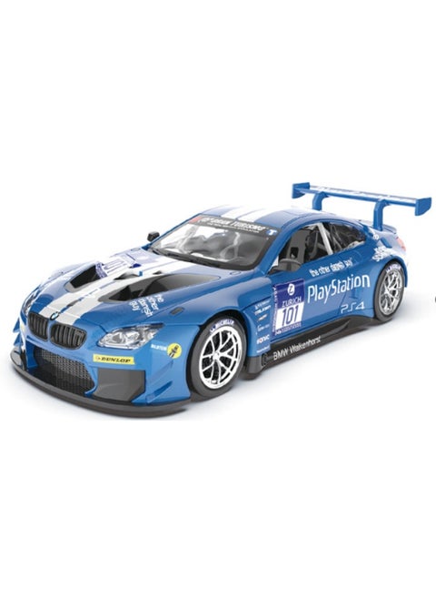 24 Sound & Light Alloy Car Model (Genuine License) - BMW M6 GT3 (Blue)  A 124 scale alloy BMW M6 GT3 model car with sound and light features.